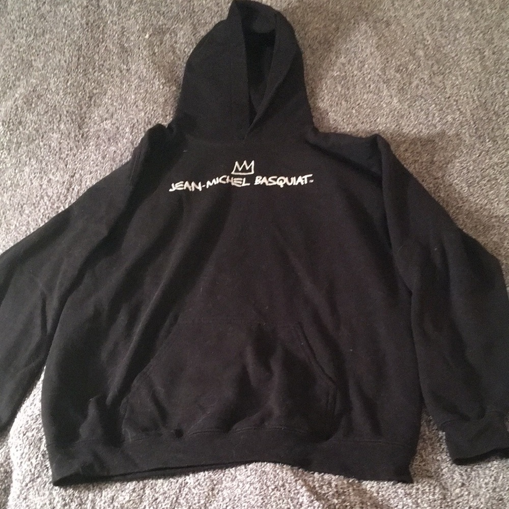 Black Pullover Sweater with Hood and Relaxed Fit